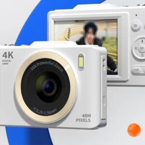 Digital Camera 4K Vlogging Camera for Photography with 32GB Card 48MP Portable Digital Camera with 16X Zoom - White